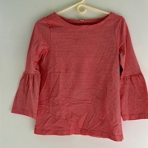 EUC, J.Crew Red and White with 3/4 Length Bell Sleeves, Size XS. All Cotton.